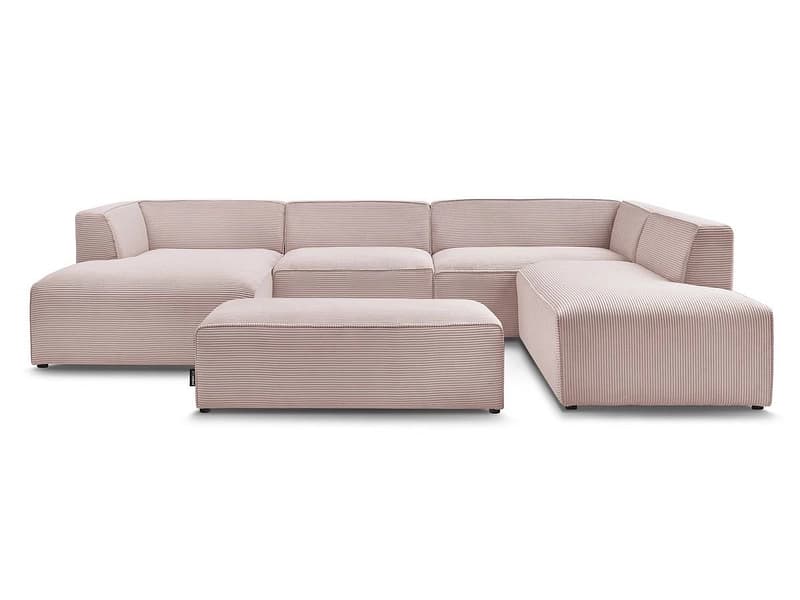 Ecksofa mit Hocker BOBOCHIC MEGEVE Cord-Stoff rosa
