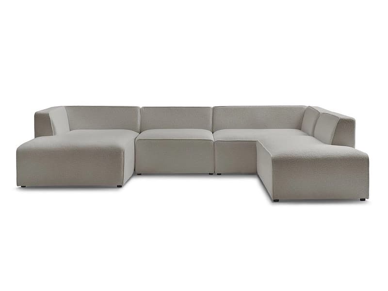 Wohnlandschaft BOBOCHIC MEGEVE Boucle-Stoff hellgrau