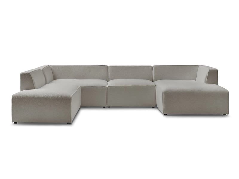 Wohnlandschaft BOBOCHIC MEGEVE Boucle-Stoff hellgrau