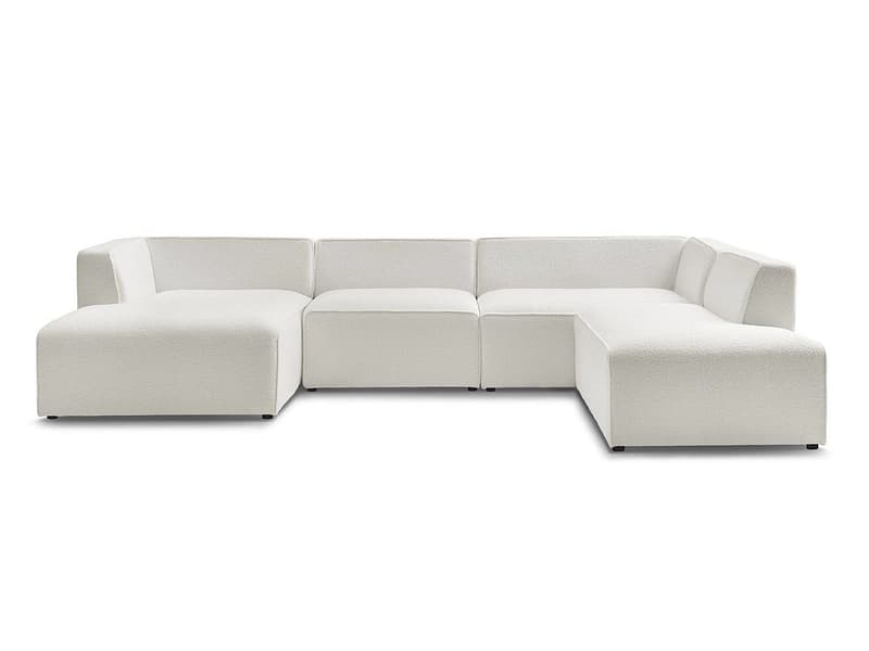 Wohnlandschaft BOBOCHIC MEGEVE Boucle-Stoff weiss