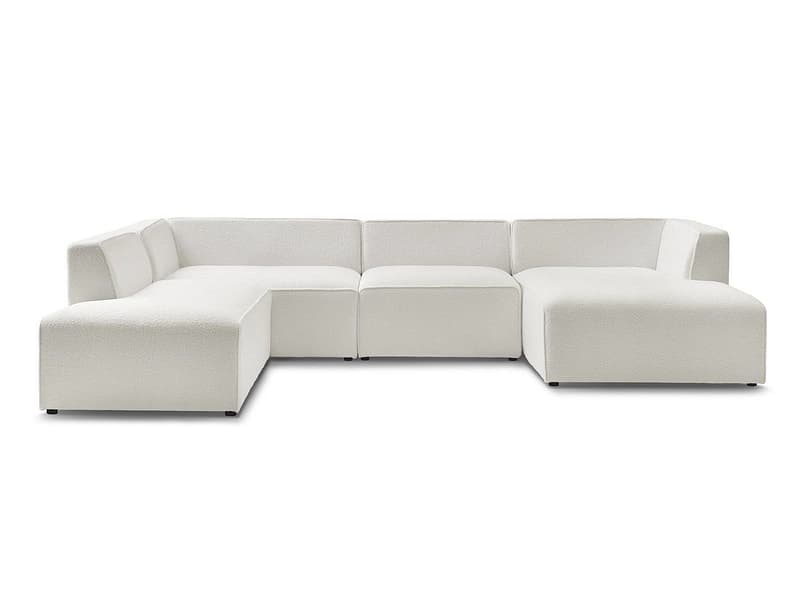 Wohnlandschaft BOBOCHIC MEGEVE Boucle-Stoff weiss