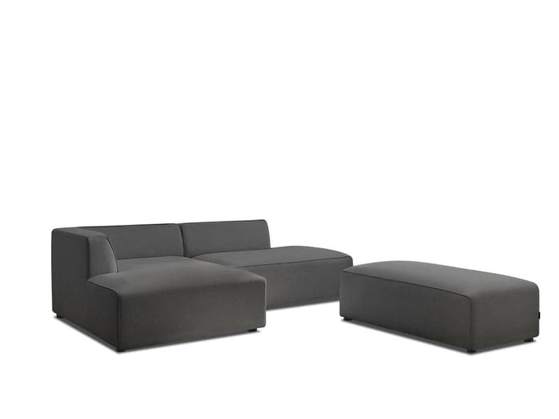 Ecksofa mit Hocker BOBOCHIC MEGEVE Stoff chiniert dunkelgrau