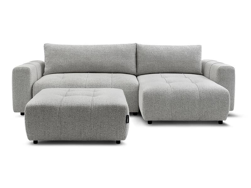 Ecksofa mit Hocker BOBOCHIC ARSENE Stoff chiniert hellgrau