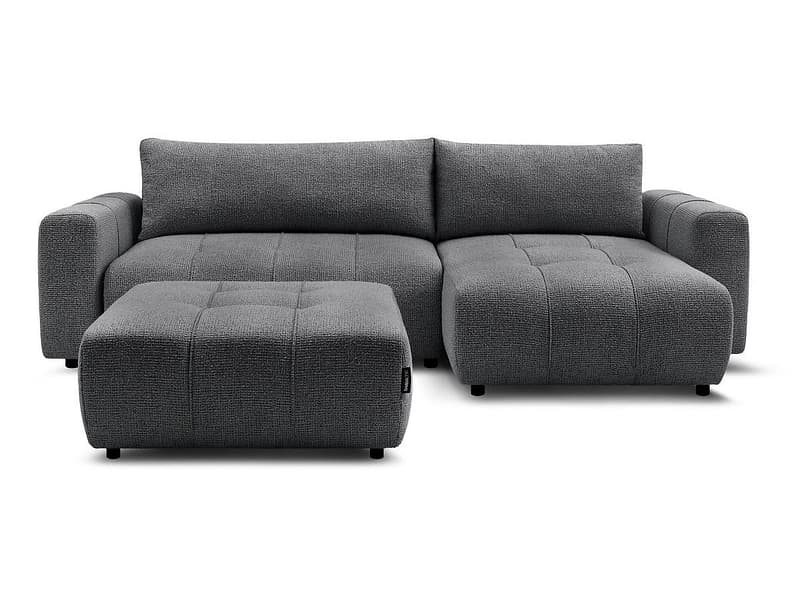 Ecksofa mit Hocker BOBOCHIC ARSENE Stoff chiniert dunkelgrau
