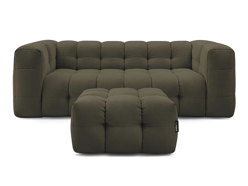3er Sofa mit Hocker BOBOCHIC CLOUD Stoff grün