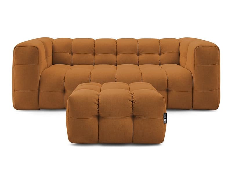 3er Sofa mit Hocker BOBOCHIC CLOUD Stoff gelb