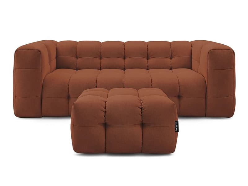 3er Sofa mit Hocker BOBOCHIC CLOUD Stoff orange