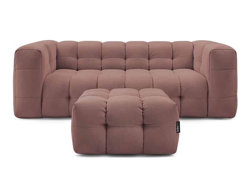 3er Sofa mit Hocker BOBOCHIC CLOUD Stoff rosa