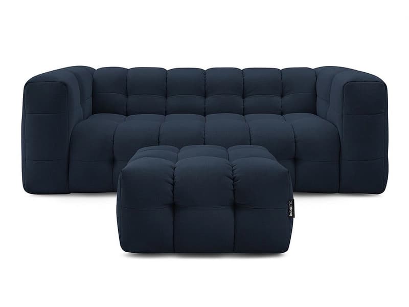 3er Sofa mit Hocker BOBOCHIC CLOUD Stoff dunkelblau
