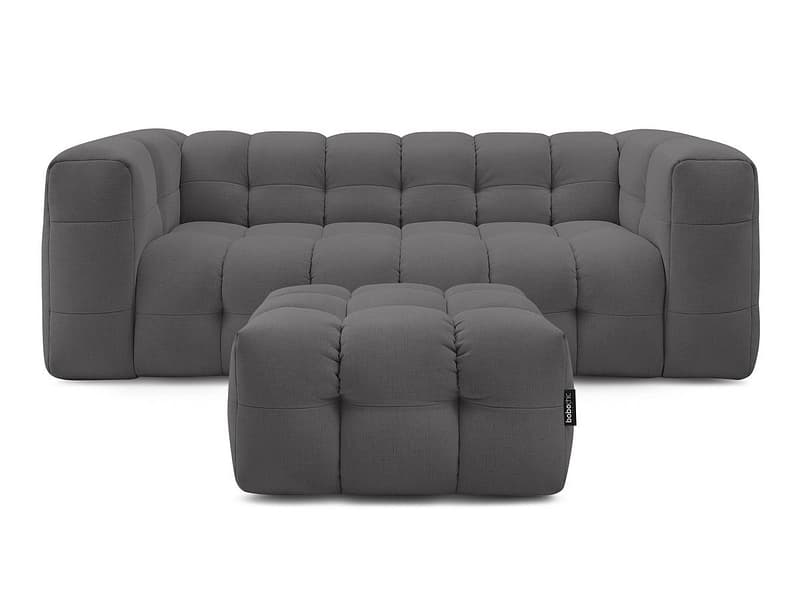 3er Sofa mit Hocker BOBOCHIC CLOUD Stoff dunkelgrau