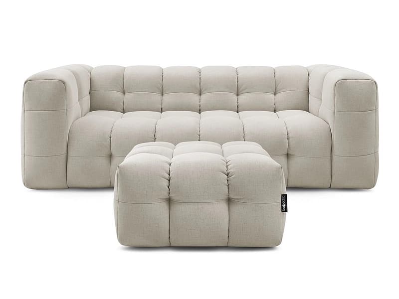 3er Sofa mit Hocker BOBOCHIC CLOUD Stoff beige