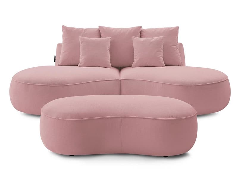 3er Sofa mit Hocker BOBOCHIC SAINT-GERMAIN Stoff mit Textur rosa