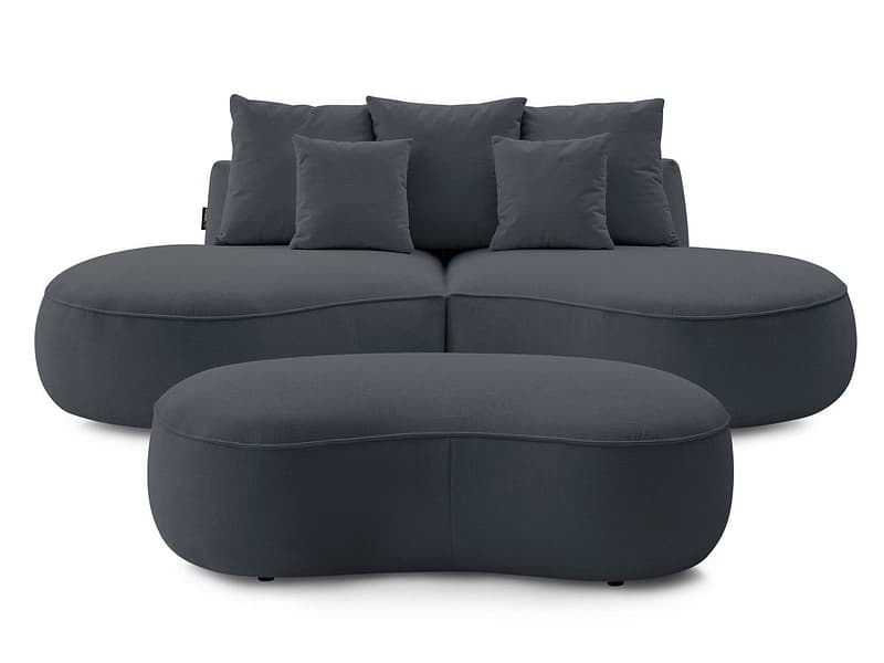 3er Sofa mit Hocker BOBOCHIC SAINT-GERMAIN Stoff mit Textur dunkelgrau