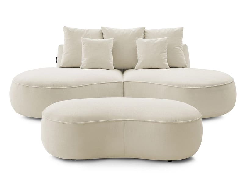 3er Sofa mit Hocker BOBOCHIC SAINT-GERMAIN Stoff mit Textur beige