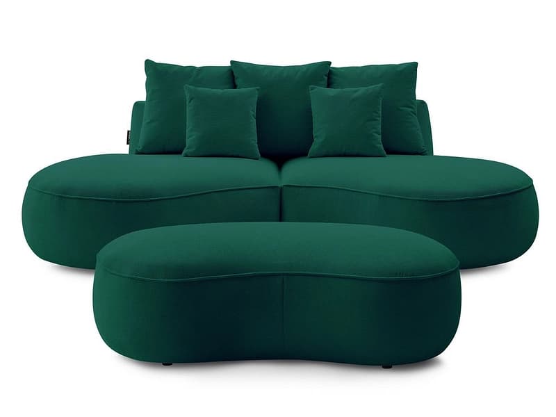 3er Sofa mit Hocker BOBOCHIC SAINT-GERMAIN Stoff mit Textur grün