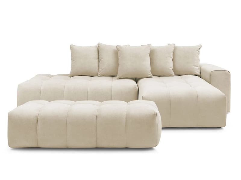 Ecksofa mit Hocker BOBOCHIC MONT-BLANC Samt beige