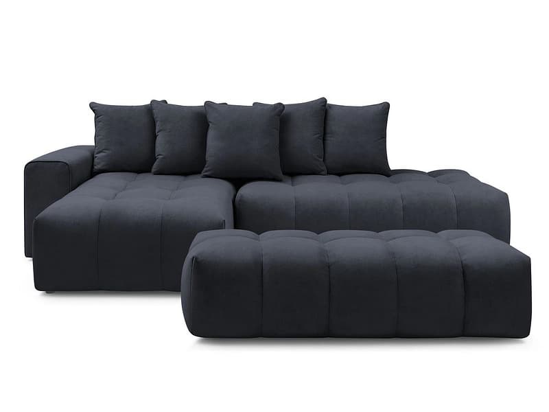 Ecksofa mit Hocker BOBOCHIC MONT-BLANC Samt dunkelblau