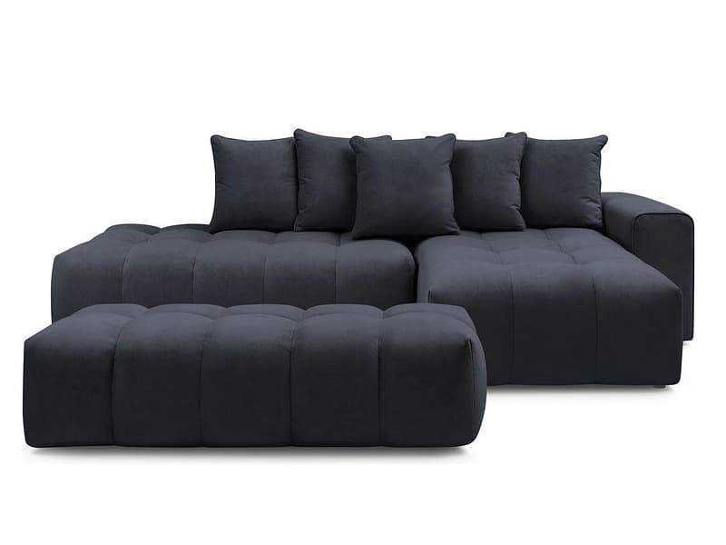 Ecksofa mit Hocker BOBOCHIC MONT-BLANC Samt dunkelblau