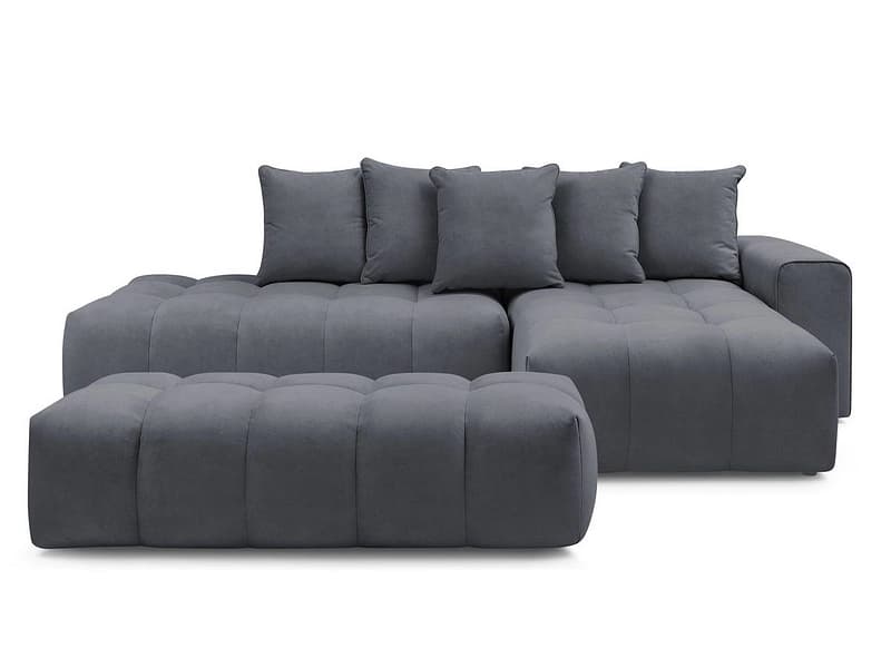 Ecksofa mit Hocker BOBOCHIC MONT-BLANC Samt dunkelgrau