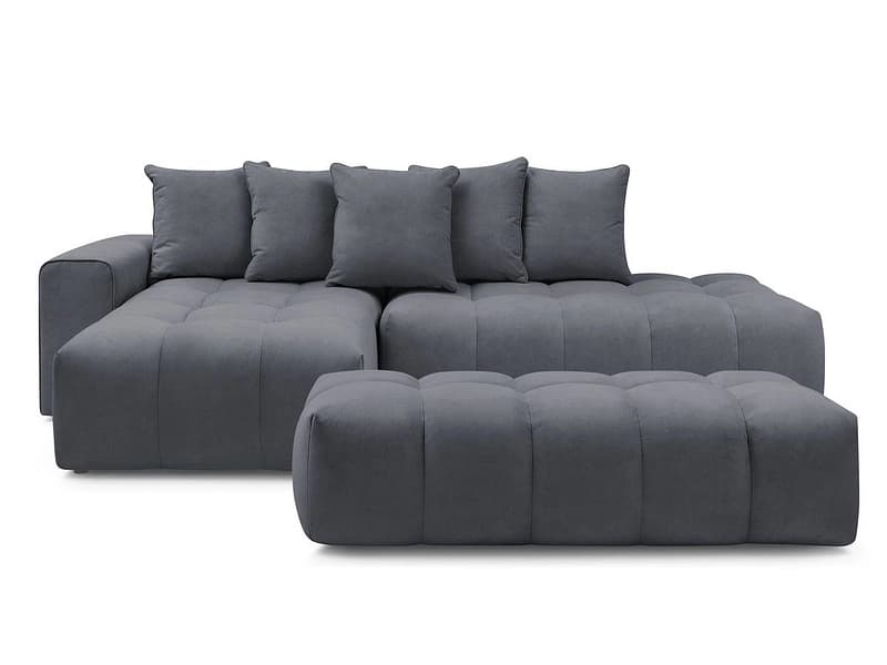 Ecksofa mit Hocker BOBOCHIC MONT-BLANC Samt dunkelgrau