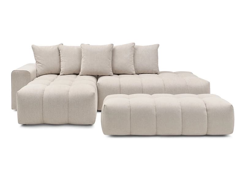 Ecksofa mit Hocker BOBOCHIC MONT-BLANC Stoff chiniert beige