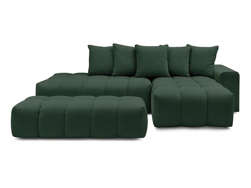 Ecksofa mit Hocker BOBOCHIC MONT-BLANC Stoff chiniert grün