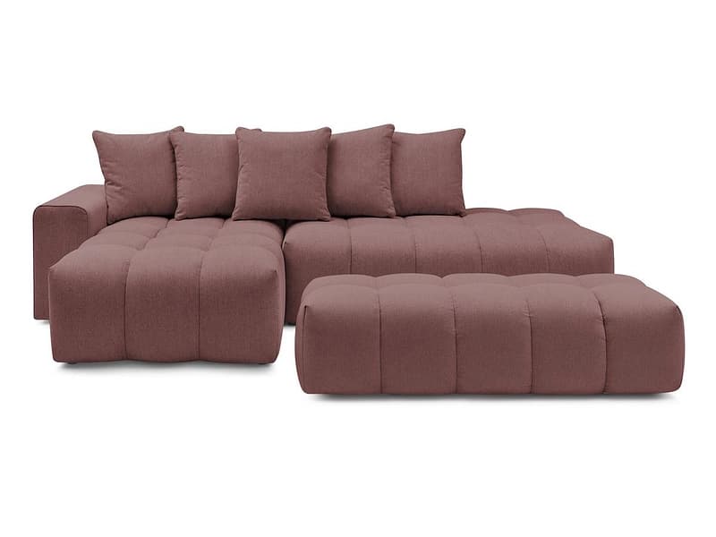 Ecksofa mit Hocker BOBOCHIC MONT-BLANC Stoff chiniert rosa