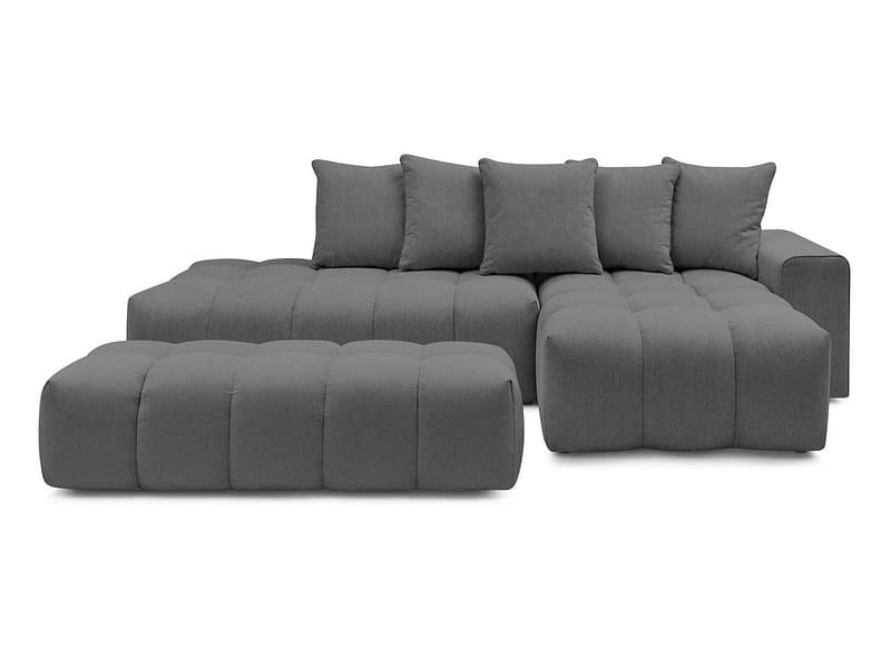 Ecksofa mit Hocker BOBOCHIC MONT-BLANC Stoff chiniert dunkelgrau
