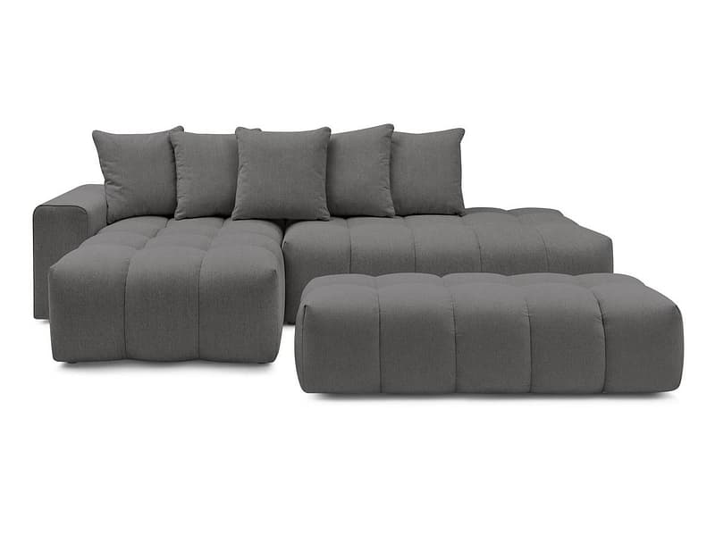 Ecksofa mit Hocker BOBOCHIC MONT-BLANC Stoff chiniert dunkelgrau