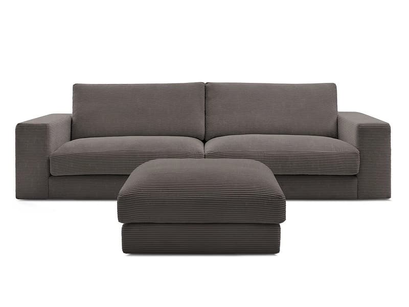 3er Sofa mit Hocker BOBOCHIC LEONARD Cord-Stoff rotbraun