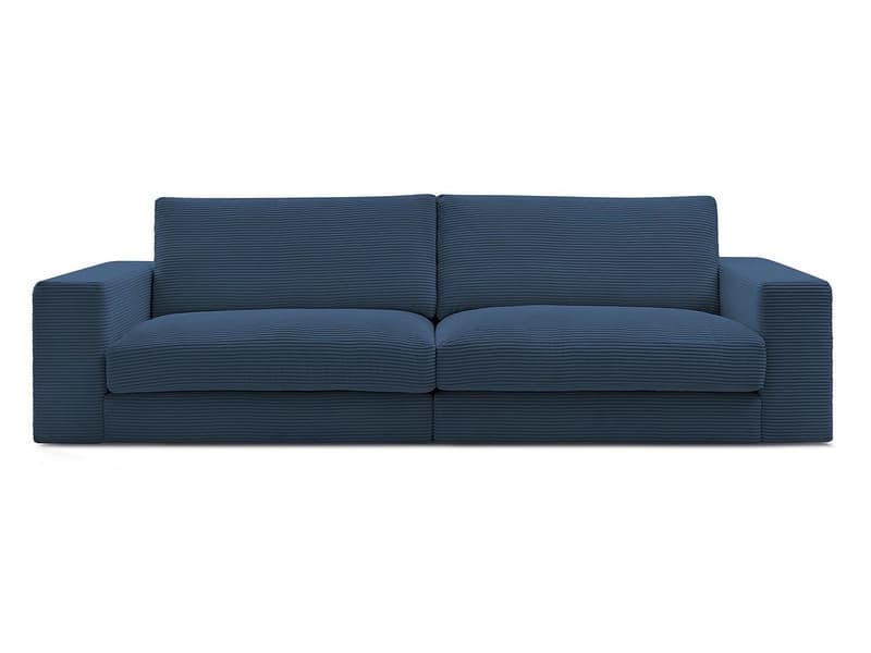 3er Sofa BOBOCHIC LEONARD Stoff mit Textur dunkelblau