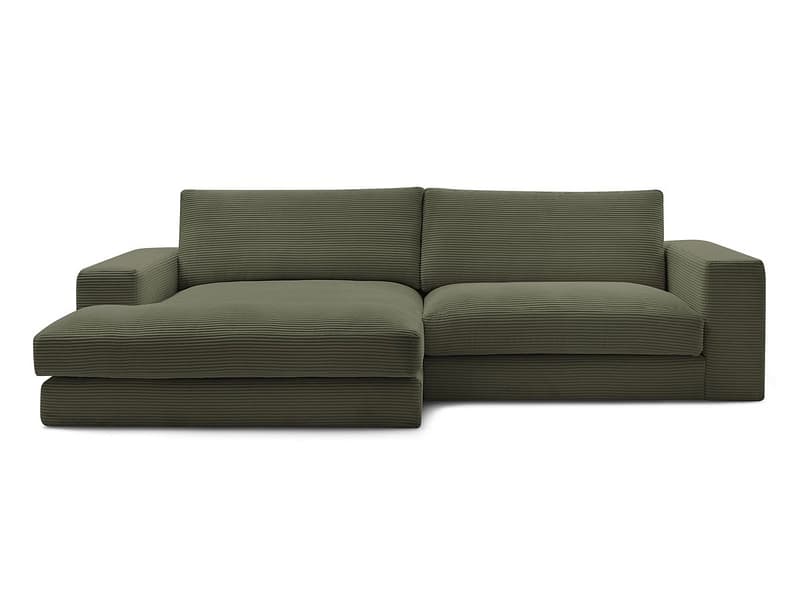 Ecksofa BOBOCHIC LEONARD Cord-Stoff hellgrün
