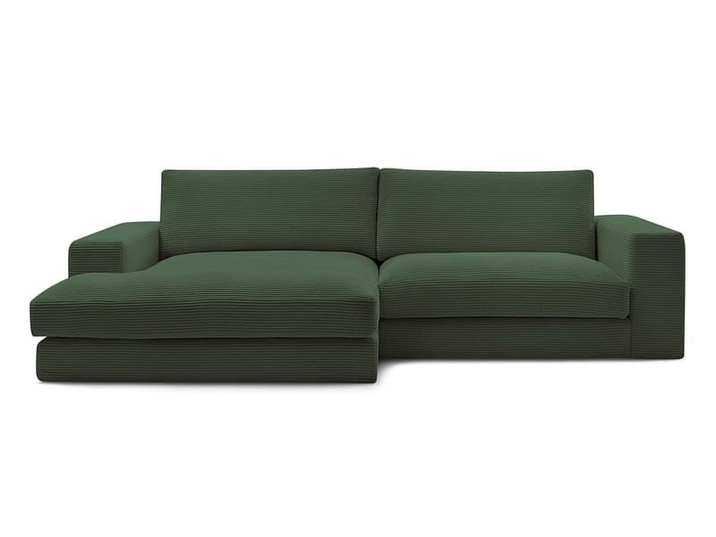 Ecksofa BOBOCHIC LEONARD Cord-Stoff dunkelgrün