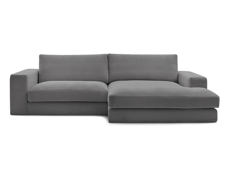 Ecksofa BOBOCHIC LEONARD Cord-Stoff dunkelgrau