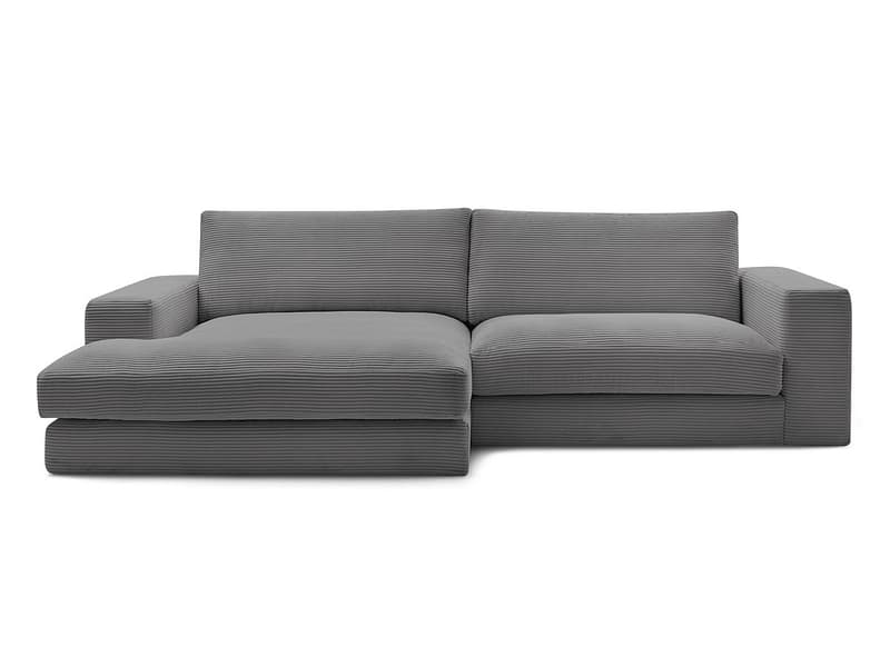 Ecksofa BOBOCHIC LEONARD Cord-Stoff dunkelgrau