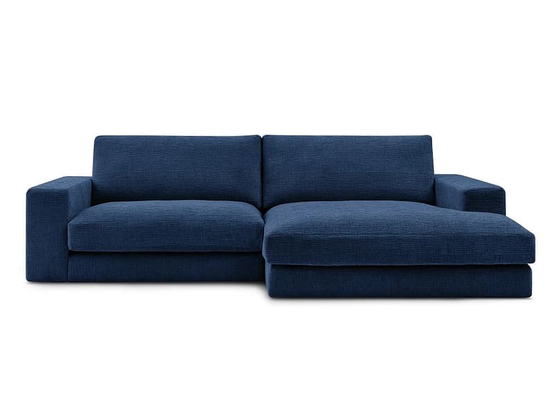 Ecksofa BOBOCHIC LEONARD Stoff mit Textur dunkelblau
