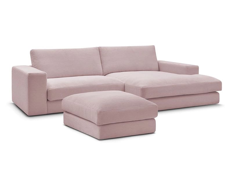 Ecksofa mit Hocker BOBOCHIC LEONARD Cord-Stoff violett
