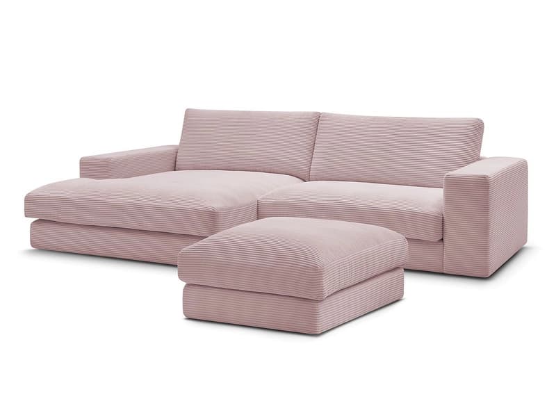 Ecksofa mit Hocker BOBOCHIC LEONARD Cord-Stoff violett