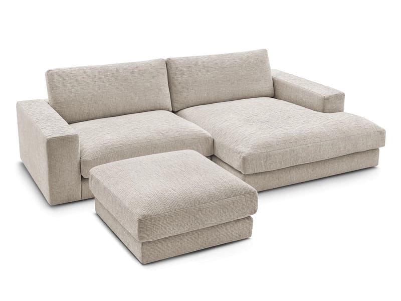 Ecksofa mit Hocker BOBOCHIC LEONARD Stoff mit Textur beige