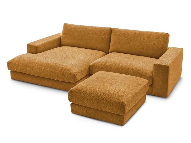 Ecksofa mit Hocker BOBOCHIC LEONARD Stoff mit Textur gelb