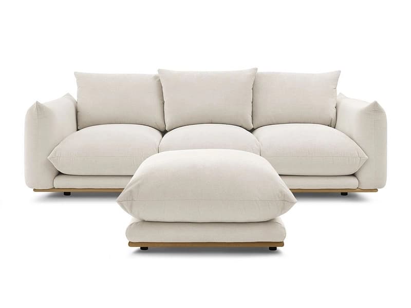 3er Sofa mit Hocker BOBOCHIC ERNEST Stoff beige
