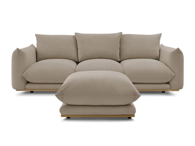 3er Sofa mit Hocker BOBOCHIC ERNEST Stoff taupe