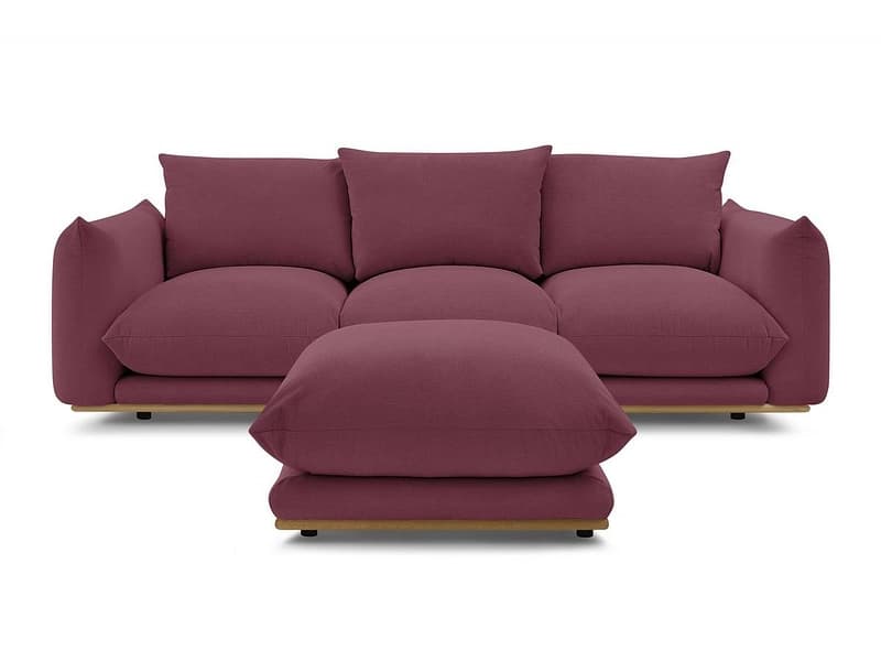 3er Sofa mit Hocker BOBOCHIC ERNEST Stoff rot