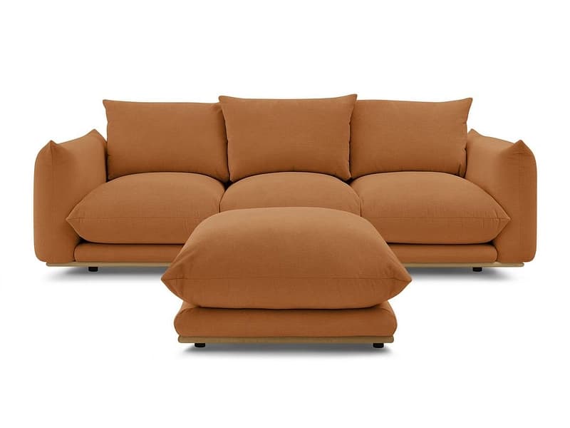 3er Sofa mit Hocker BOBOCHIC ERNEST Stoff orange