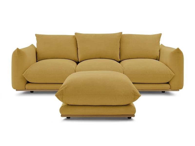 3er Sofa mit Hocker BOBOCHIC ERNEST Stoff gelb