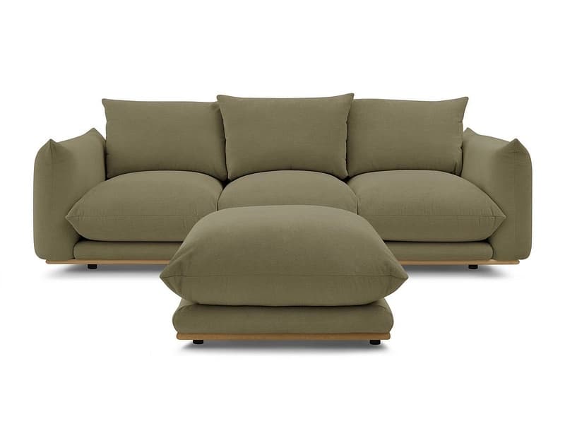 3er Sofa mit Hocker BOBOCHIC ERNEST Stoff grün