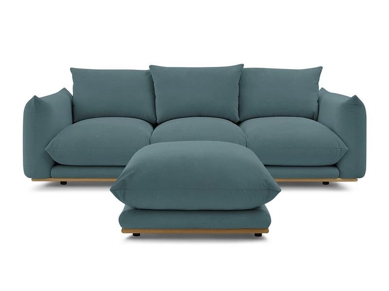 3er Sofa mit Hocker BOBOCHIC ERNEST Stoff dunkelblau