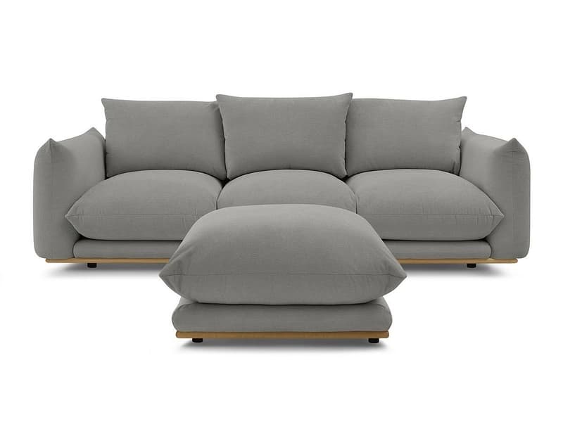 3er Sofa mit Hocker BOBOCHIC ERNEST Stoff dunkelgrau