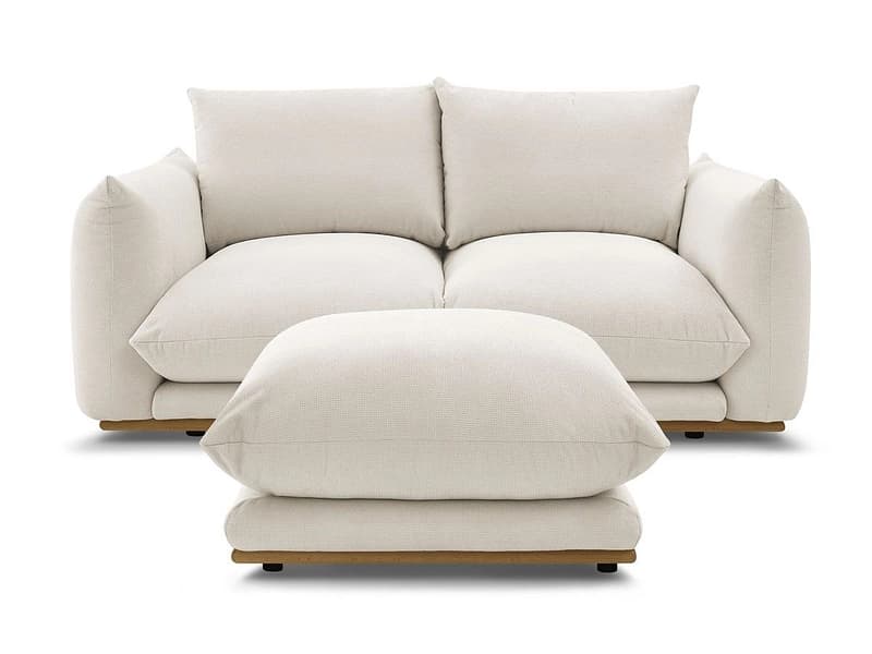 2er Sofa mit Hocker BOBOCHIC ERNEST Stoff beige