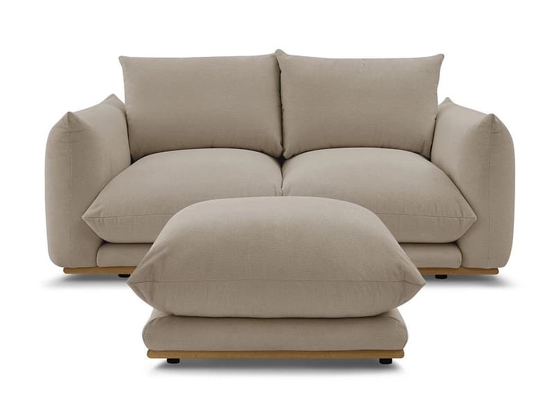 2er Sofa mit Hocker BOBOCHIC ERNEST Stoff taupe